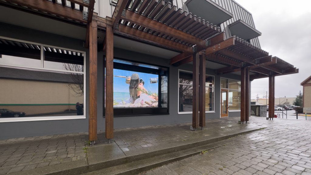 Comox Valley Art Gallery Window Media Gallery The LED display in the Comox Valley Art Gallery’s Window Media Gallery, facing the plaza in Courtenay, British Columbia.
